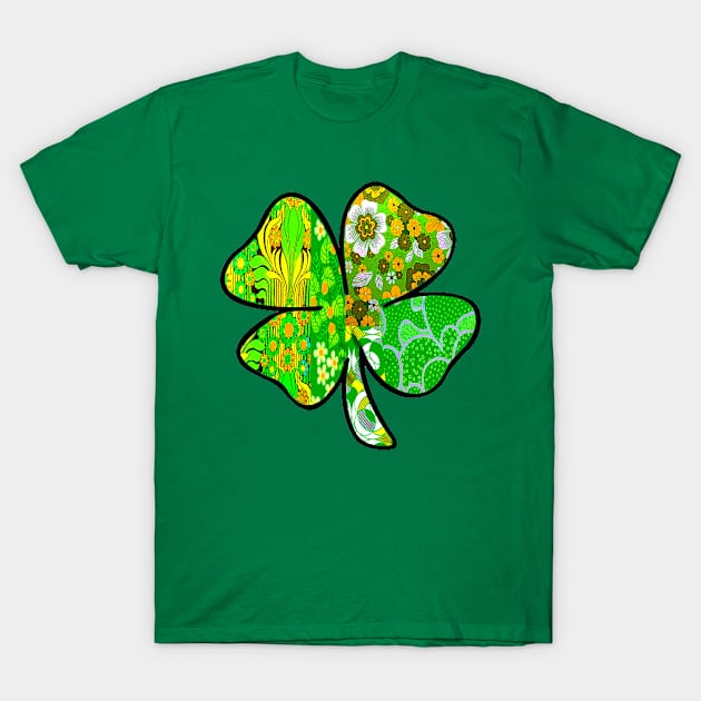 Retro Floral Shamrock T-Shirt by artbyomega